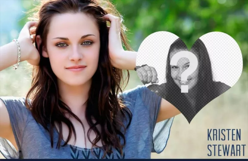 Fotomontaggio con un cuore accanto a Kristen Stewart. ..
