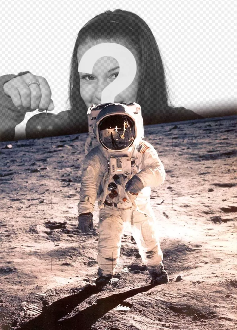 Fotomontaggio con la famosa foto di Neil Armstrong sulla Luna ..