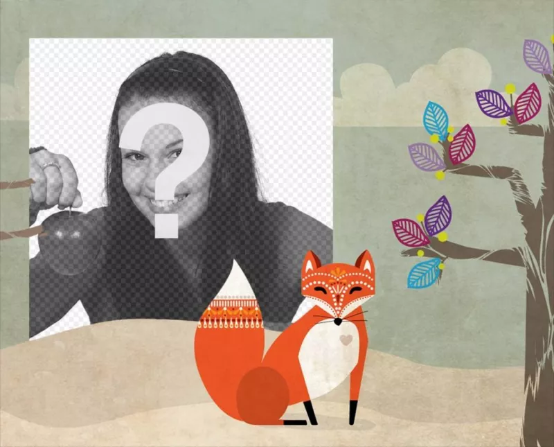 Cornice per foto con una foto di un albero e una volpe ..