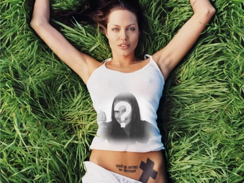 Con questa foto effetto si va avanti con la maglia della sexy Angelina Jolie. ..