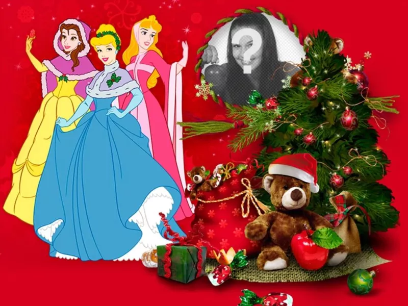 Fotomontaggio bambini Natale con Cenerentola. ..