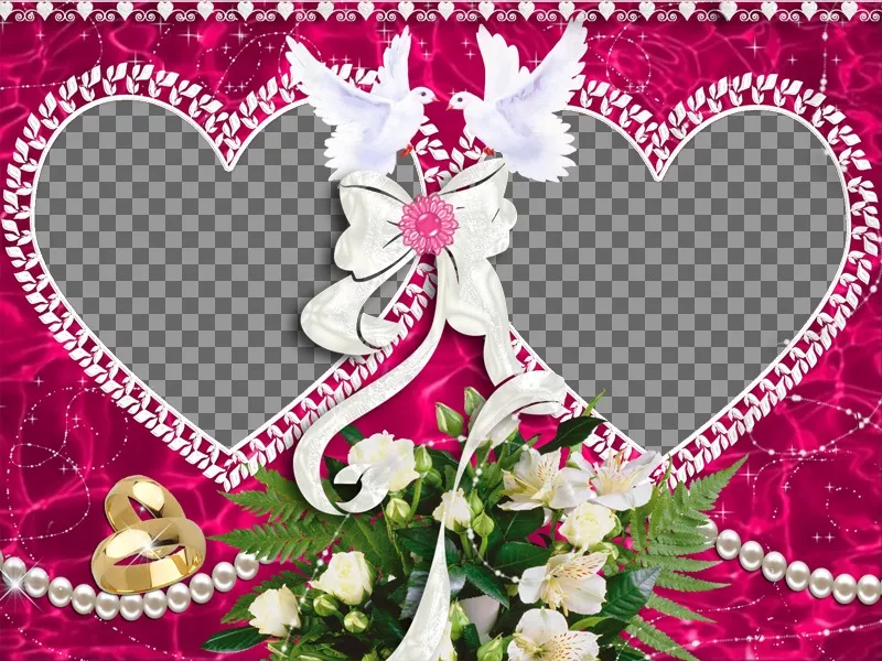 Photo frame con due cuori per San Valentino ..