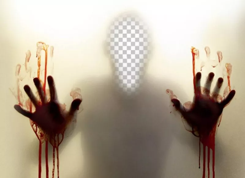 Fotomontaggio di mettere la tua faccia in ombra sanguinosa. ..