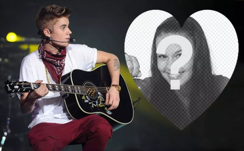 Carica la tua foto allinterno di un cuore e con Justin Bieber ..