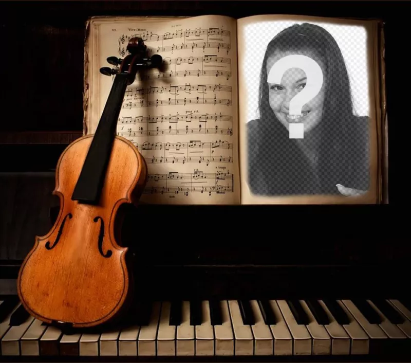 Carica le tue foto per questo fotomontaggio di un violino e pianoforte ..