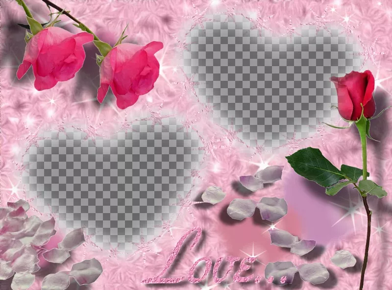 Cartolina per il tuo amore, cuore rosa. Personalizzabile con 2..