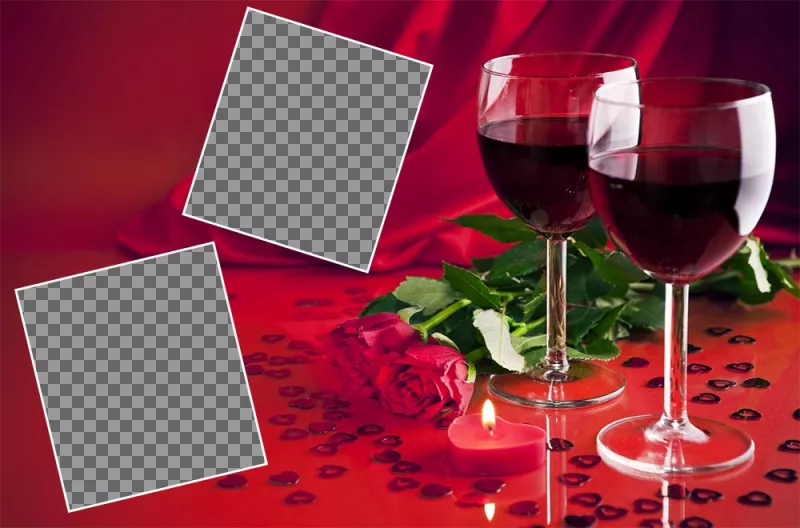 Romantico carta damore con due bicchieri di vino da modificare per ..