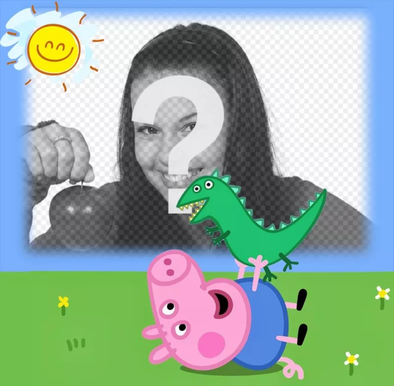 Carica la tua foto con George da Peppa Pig con il suo dinosauro giocattolo ..