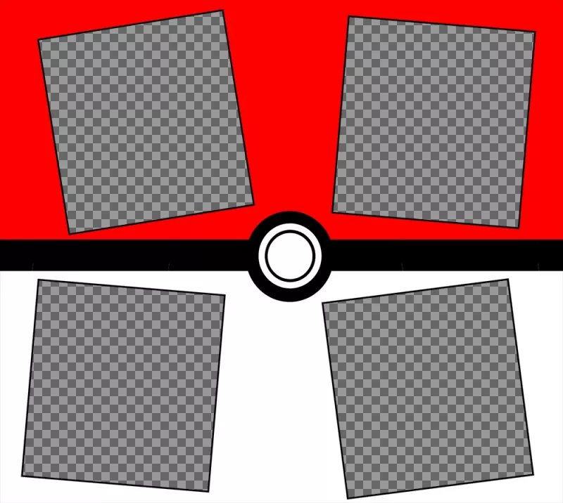 Collage di desing Pokeball dove è possibile caricare foto e quattro ..