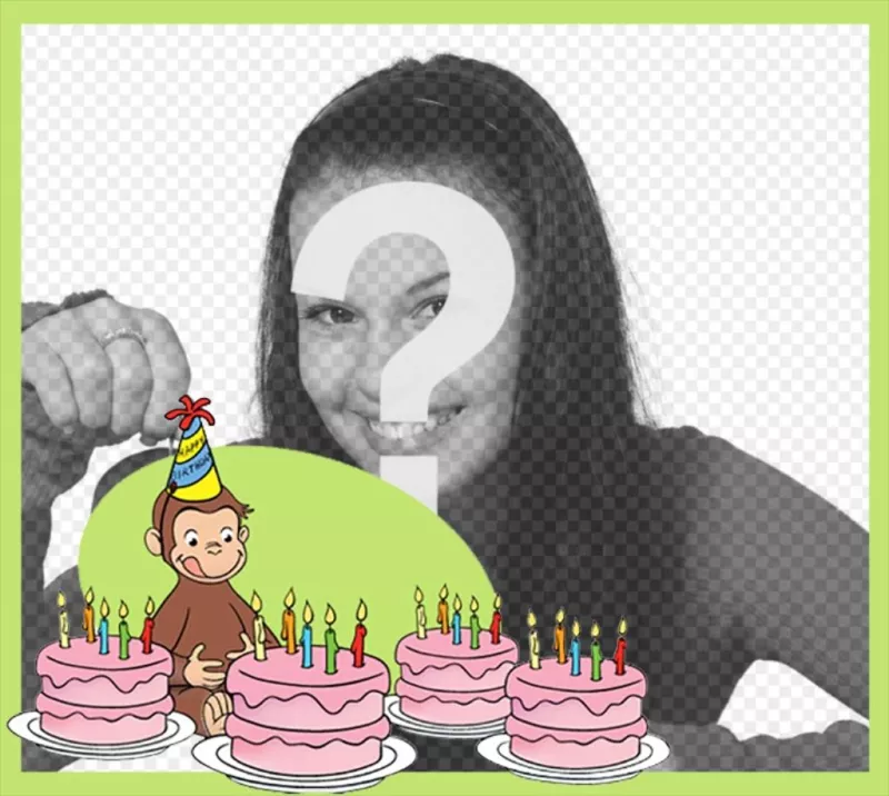 carta di compleanno modificabile con Curious George per la vostra foto ..