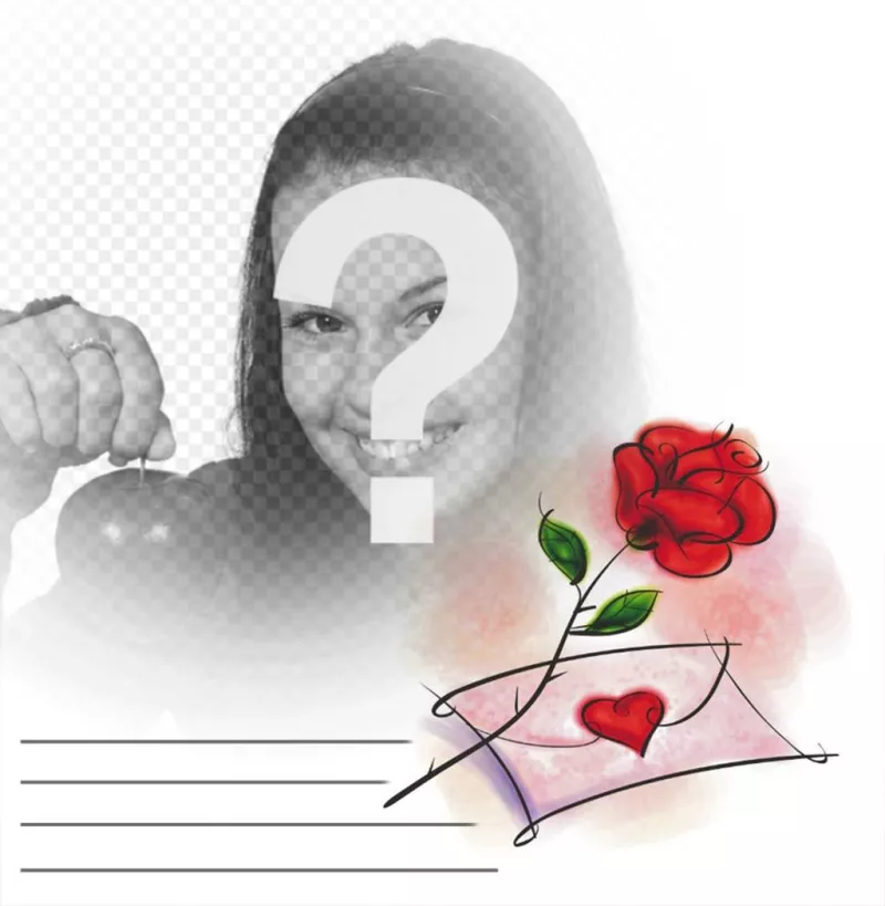 Effetto foto con una rosa rossa e una lettera damore è possibile modificare ..