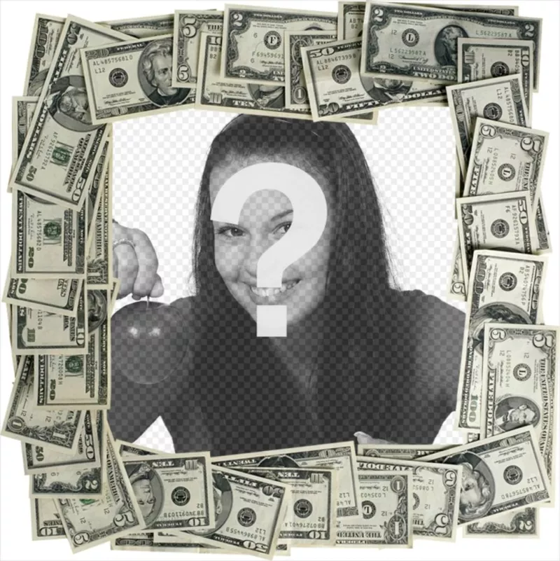 Photo frame fatta di banconote da un dollaro per mettere la tua foto in..