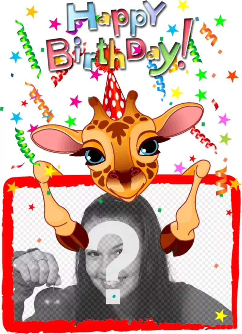 Biglietto di auguri personalizzabile con un compleanno giraffa. ..