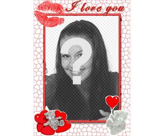 amore cornice in linea il cuore bacio e amo