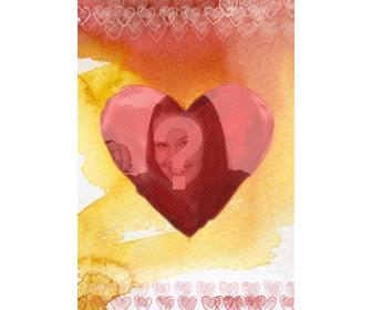 foto cornice cuore rosso in un colore acquerello ideale per augura giorno di san valentino