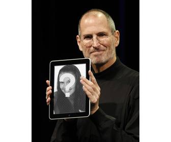 fotomontaggio i caratteri popolari in questo montaggio steve jobs ceo di apple mette in mostra le tue foto in un ipad