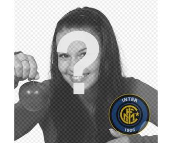 fotomontaggio di portare il distintivo inter milan sulla foto