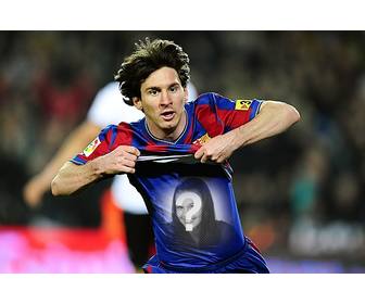 fotomontaggio di mettere tua foto sulla maglietta di leo messi