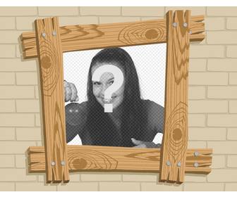 photo frame effetto cartone animato di legno dove puo mettere vostra foto