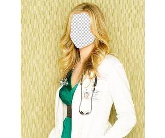 fotomontaggio modificabile per essere un infermiera bionda