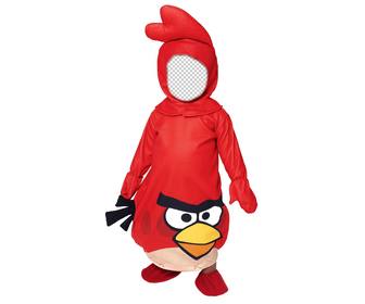 creare un fotomontaggio divertente di un costume angry bird per dare un volto