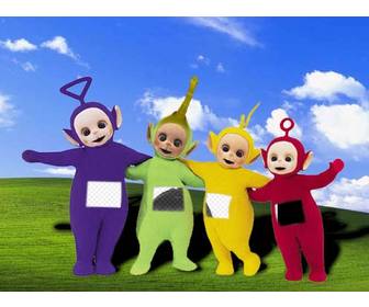 fotomontaggio in cui vostra immagine e sullo schermo dei teletubbies