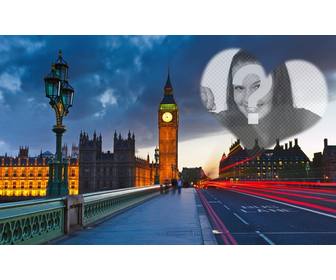 amore fotomontaggio londra il big ben sullo sfondo e un cuore semitrasparente per posizionare foto che desidera
