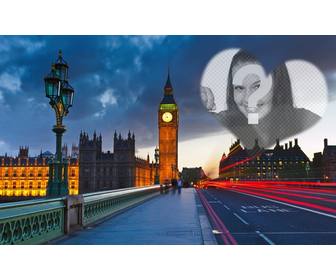 amore fotomontaggio londra il big ben sullo sfondo e un cuore semitrasparente per posizionare foto che desidera