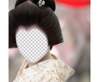 fotomontaggio di geisha giapponese per aggiungere il tuo volto in linea