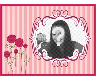 cartolina festa della mamma sfondo rosa fiori per mettere vostra foto e testo per congratularsi lei