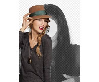 fotomontaggio taylor swift in cui vi apparira cantante indossa un cappello rosso e labbra