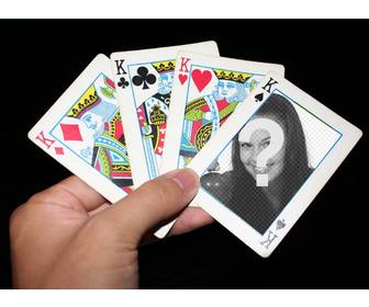fotomontaggio carte da poker dove puo mettere vostra foto in delle carte e aggiungere un testo libero