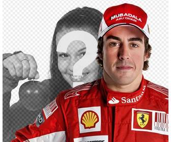 fotomontaggio in cui dovrete apparire in foto fernando alonso pilota della ferrari