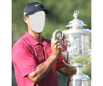 modello di tiger woods alzando un bicchiere per modificare e mettere un