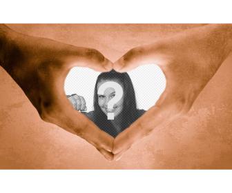 photo frame mani forma di cuore