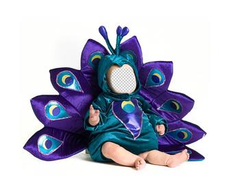 fotomontaggio di un bambino vestito come un pavone di personalizzare foto