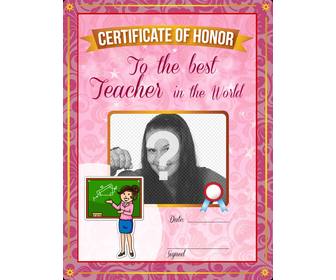 certificato per il miglior insegnante mondo di personalizzare online e gratis