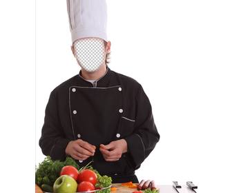fotomontaggio di uno chef il cappello e cottura uniforme di personalizzare on-line