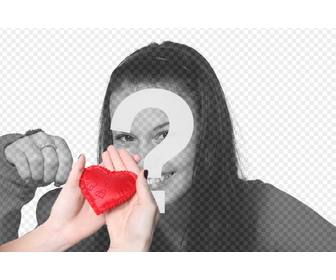 collage romantico per aggiungere un cuore rosso consegnato dalle mani di donna