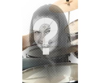 collage foto semi-trasparente batteria musica che fonde tua foto