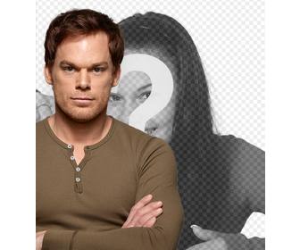 creare un fotomontaggio dexter morgan collocare limmagine in background e aggiunta di testo gratuitamente online