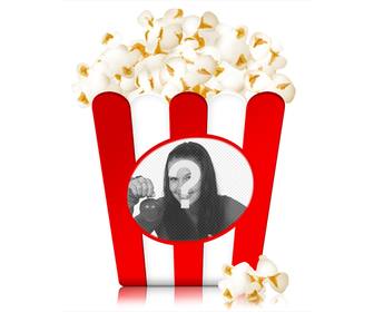 fotomontaggio di mettere immagine sulla scatola tipico popcorn vedere un film cinema