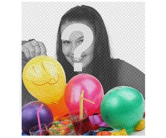 scheda di compleanno filtro fumetto e alcuni palloni per inserire limmagine sullo sfondo e congratulo chiunque