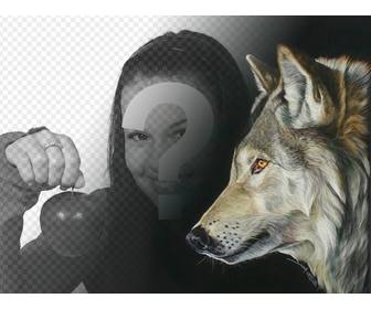 fotomontaggio foto di un lupo per fare collage le tue immagini e frasi
