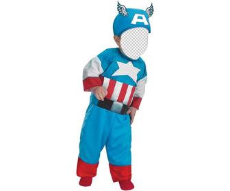 i bambini fotomontaggio di un bambino vestito come capitan america