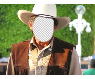 creare un fotomontaggio faccia e mettere un cowboy