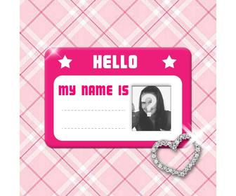 creare collage un biglietto da visita rosa stelle e un cuore incandescente in cui e possibile mettere foto e il nome completo un tessuto rosa