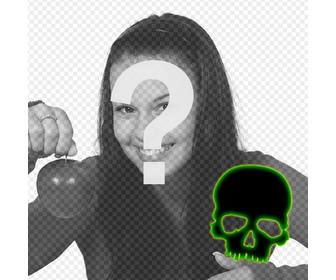 creare avatar per facebook e twitter teschio nero bordo verde fluorescente foto caricata