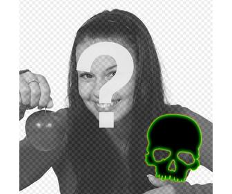 creare un avatar per facebook e twitter un teschio nero bordo verde fluorescente foto caricata