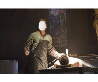 fotomontaggio serial killer dexter morgan in chiesa